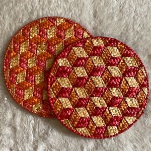 Vintage Red and Orange Woven Placemats